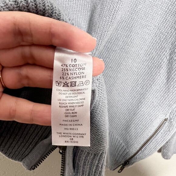 The White Company Mock Neck Cashmere Blend Sweater Gray Size 6 - Picture 6 of 6